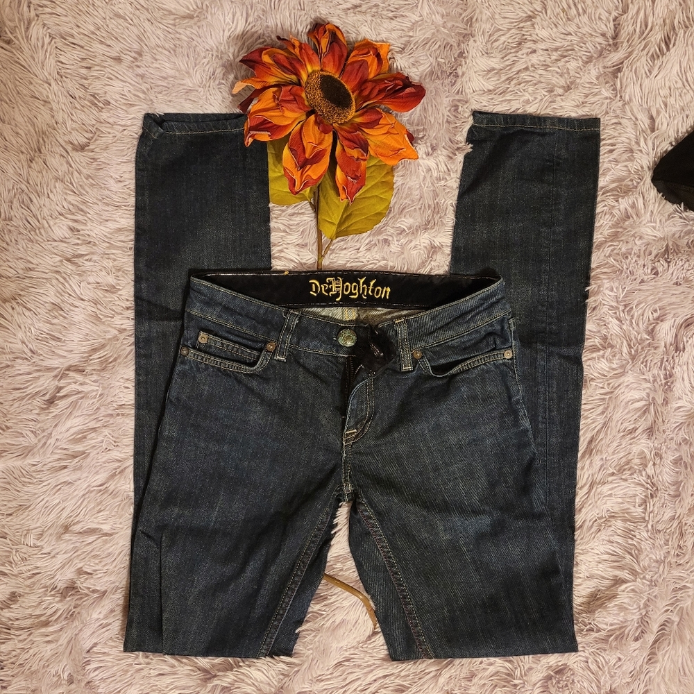 Vintage DeHoghton Rock Punk Couture Dark Wash Skinny Jeans - Picture 2 of 5
